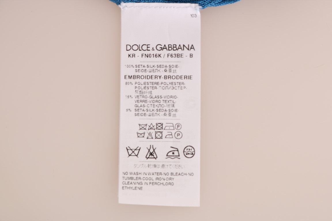 Dolce & Gabbana Blue Silk Love is Pullover Sweater Dolce & Gabbana