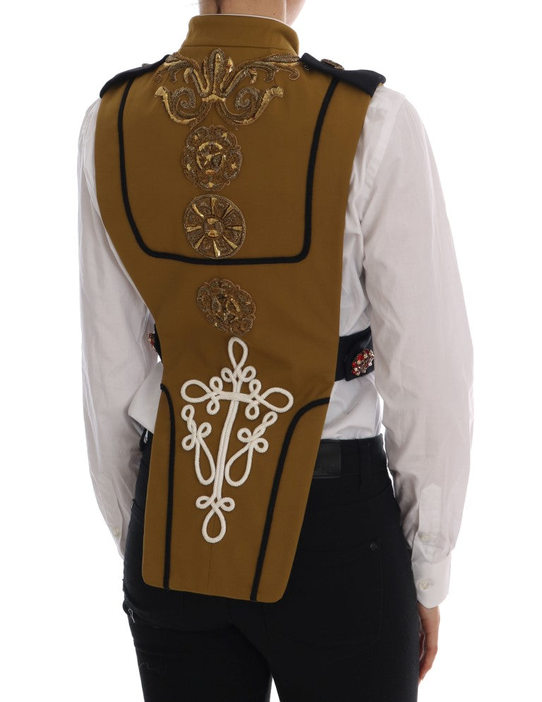 Dolce & Gabbana Yellow Crystal Cross Vest Jacket Dolce & Gabbana