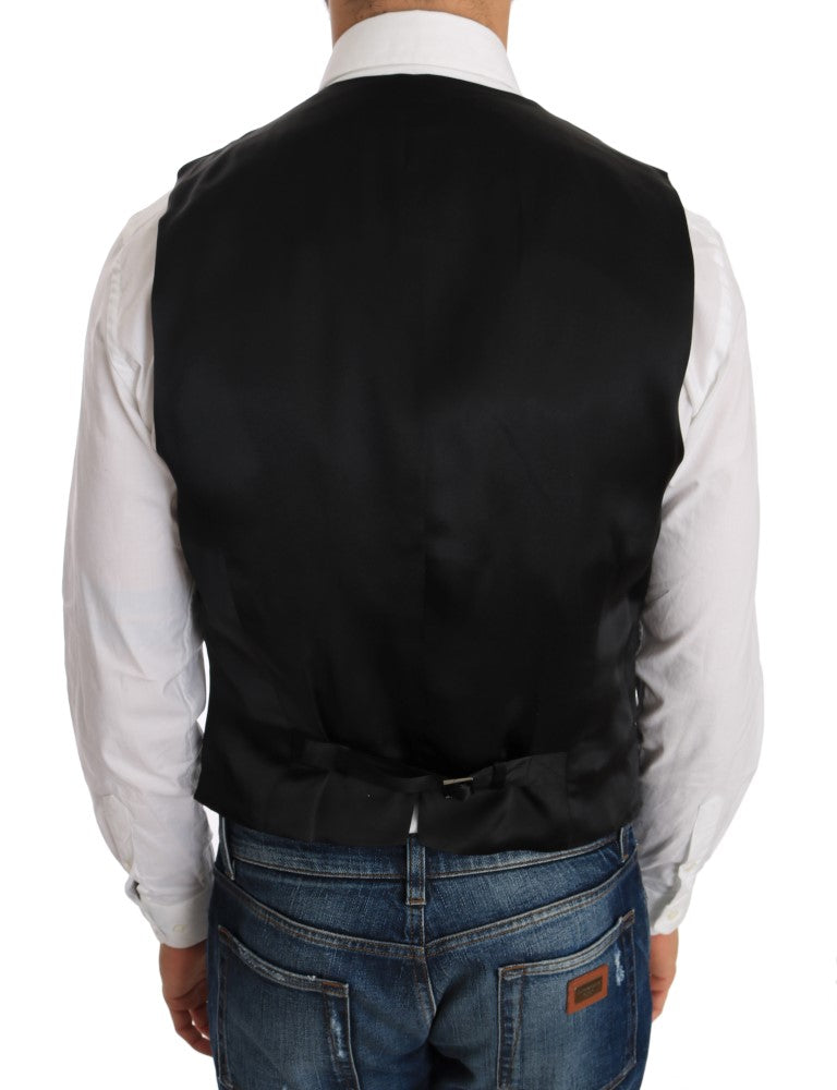 Dolce & Gabbana Black Wool Silk Vest Dolce & Gabbana