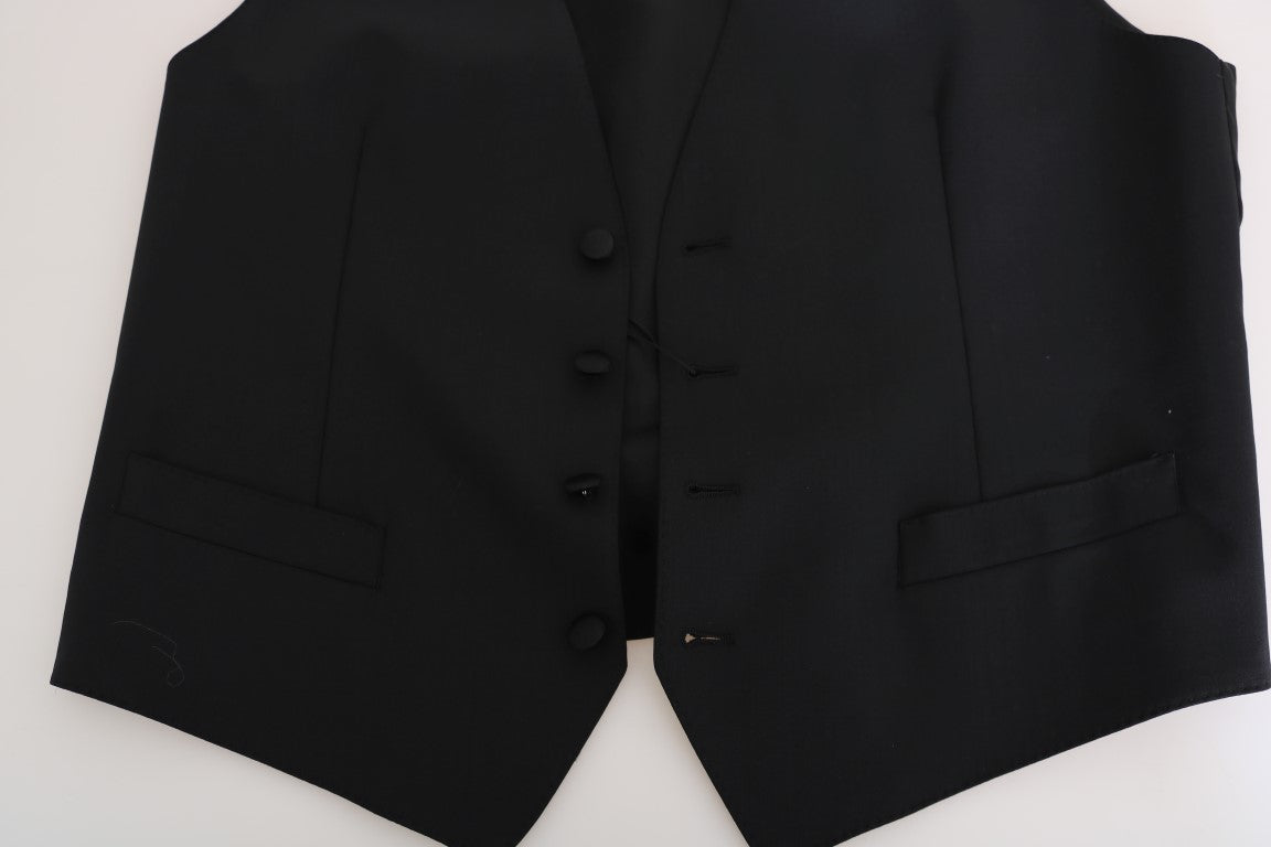 Dolce & Gabbana Black Wool Silk Vest Dolce & Gabbana