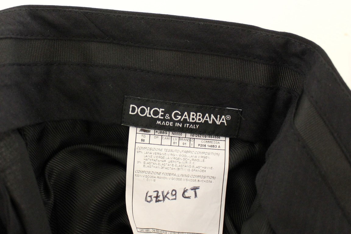 Dolce & Gabbana Black Wool Stretch Pleated Pants Dolce & Gabbana