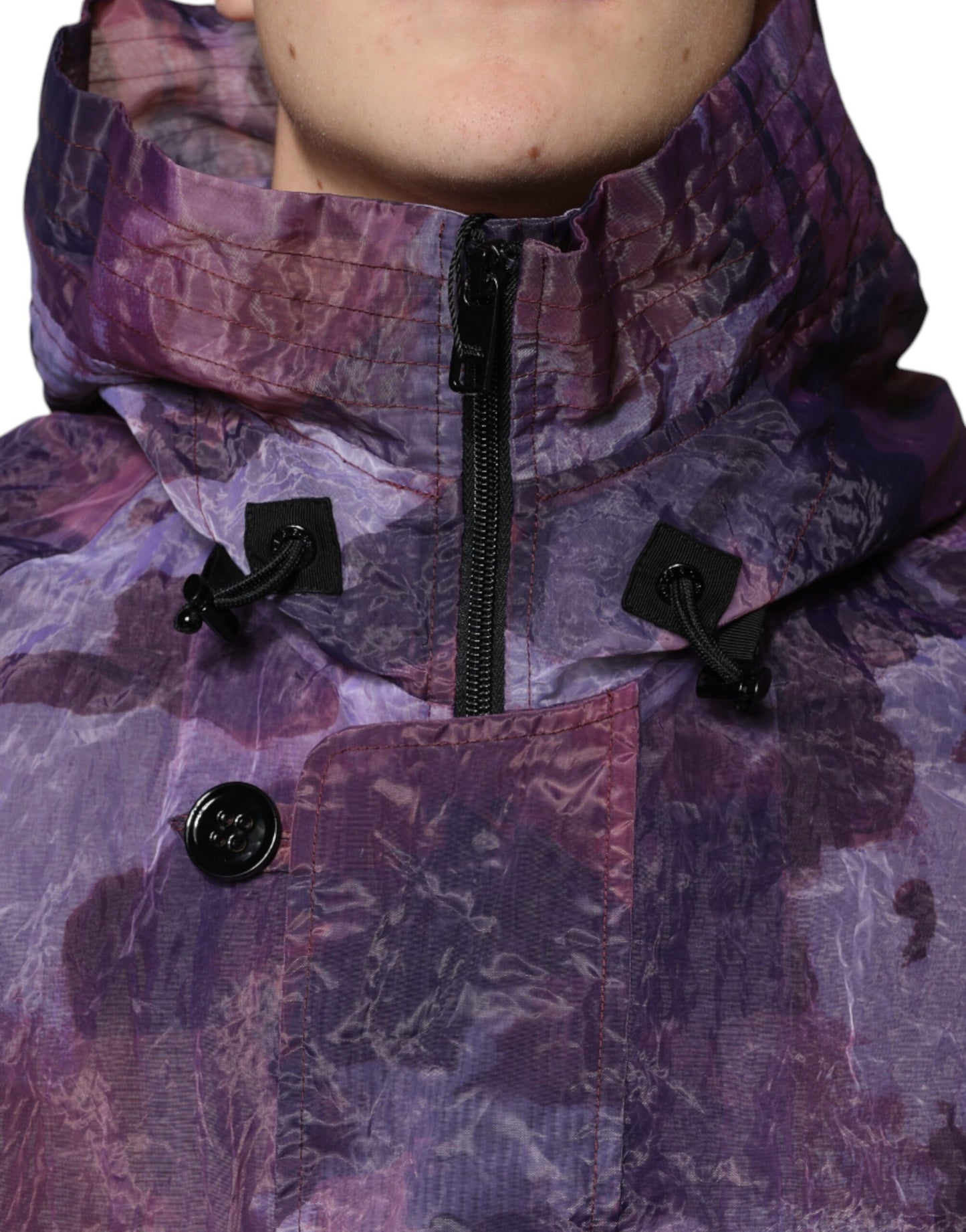 Dolce & Gabbana Purple Camouflage Hooded Men Blouson Jacket Dolce & Gabbana