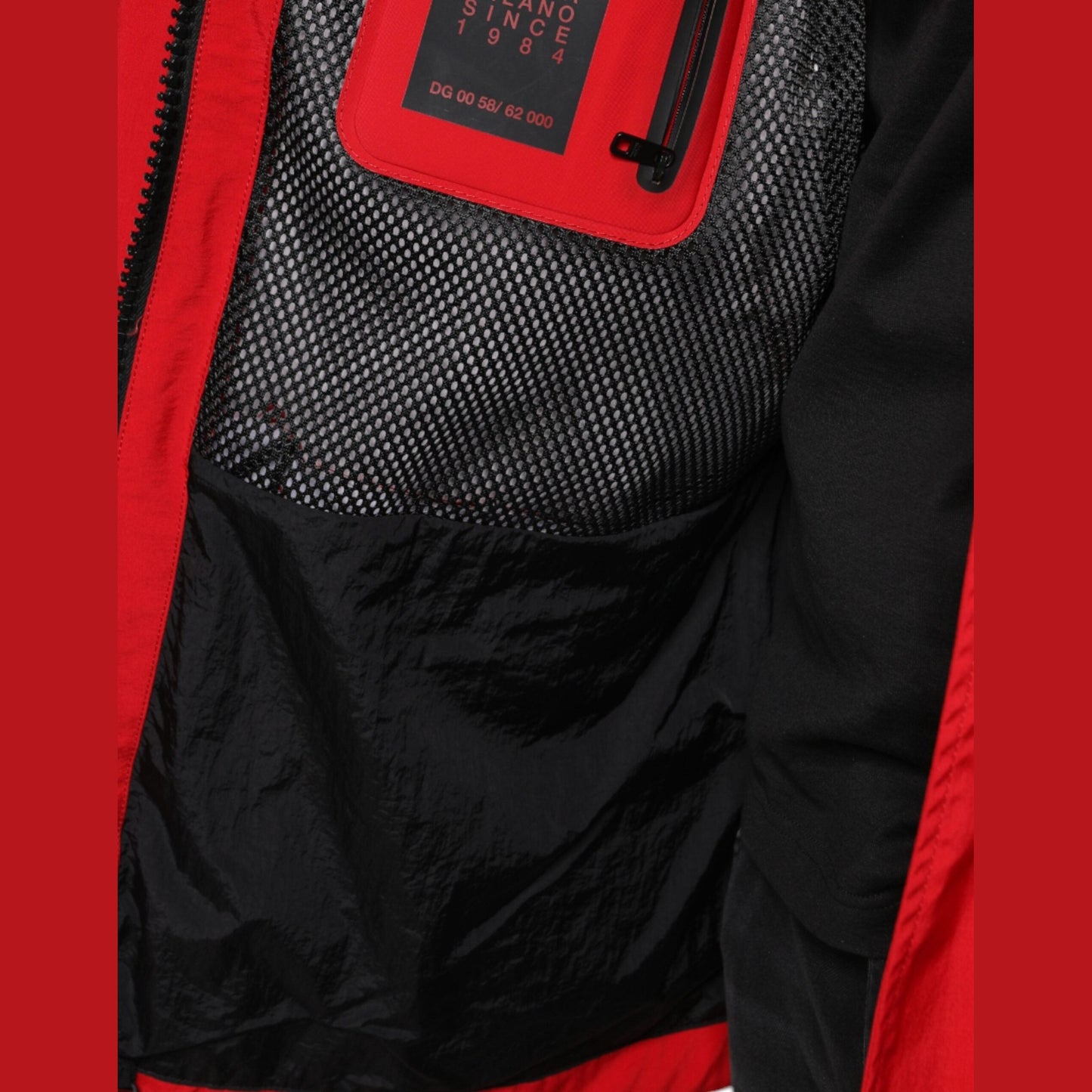 Dolce & Gabbana Red Nylon Hooded Men Full Zip Parka Jacket Dolce & Gabbana