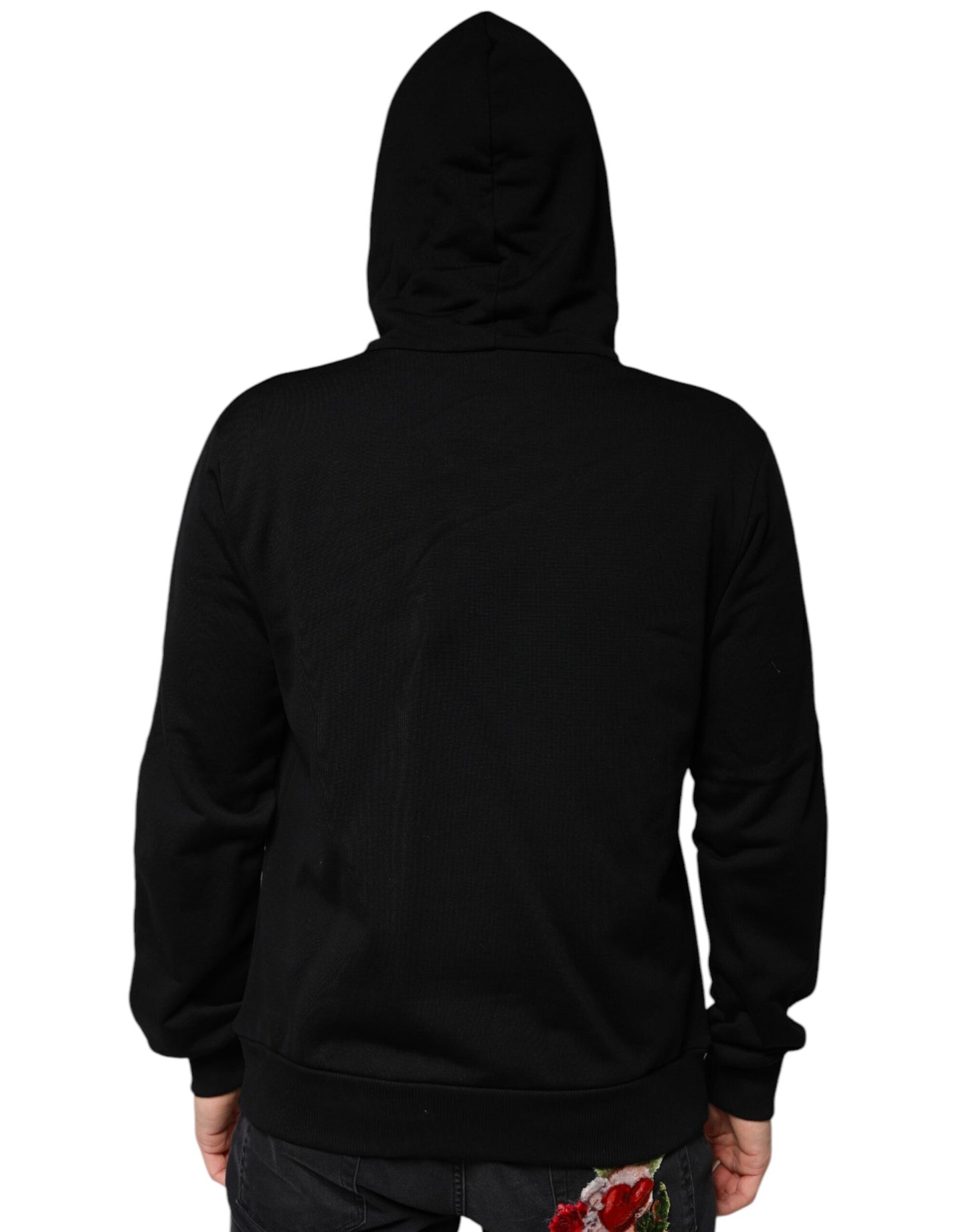 Dolce & Gabbana Black Crown Cotton Hooded Sweatshirt Sweater Dolce & Gabbana