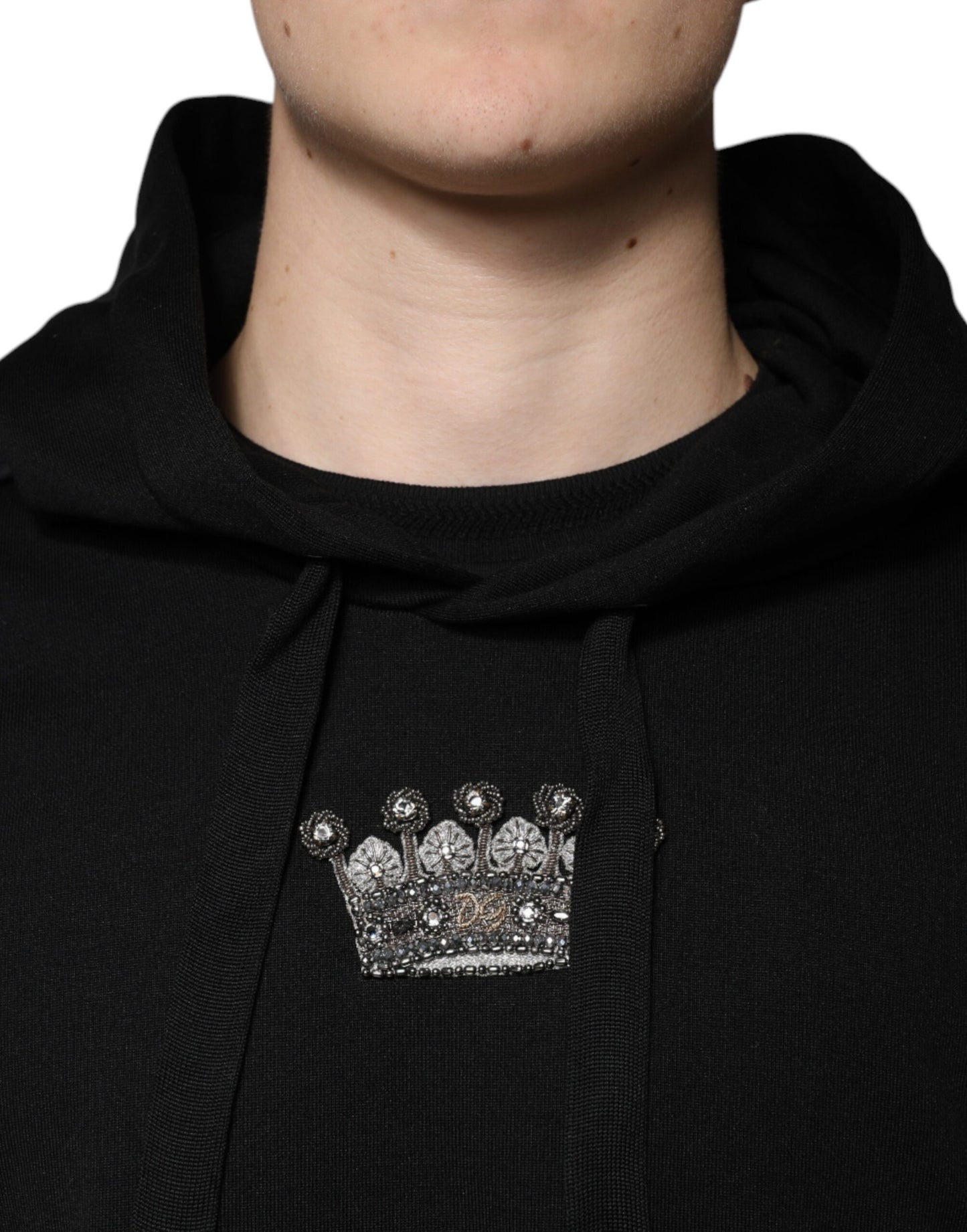 Dolce & Gabbana Black Crown Cotton Hooded Sweatshirt Sweater Dolce & Gabbana