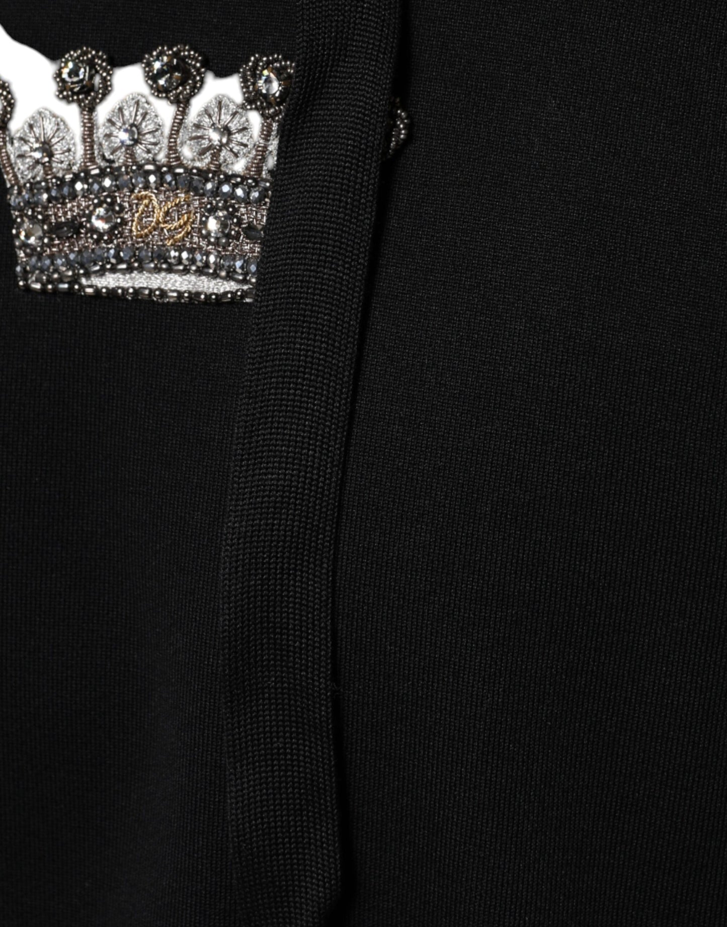 Dolce & Gabbana Black Crown Cotton Hooded Sweatshirt Sweater Dolce & Gabbana