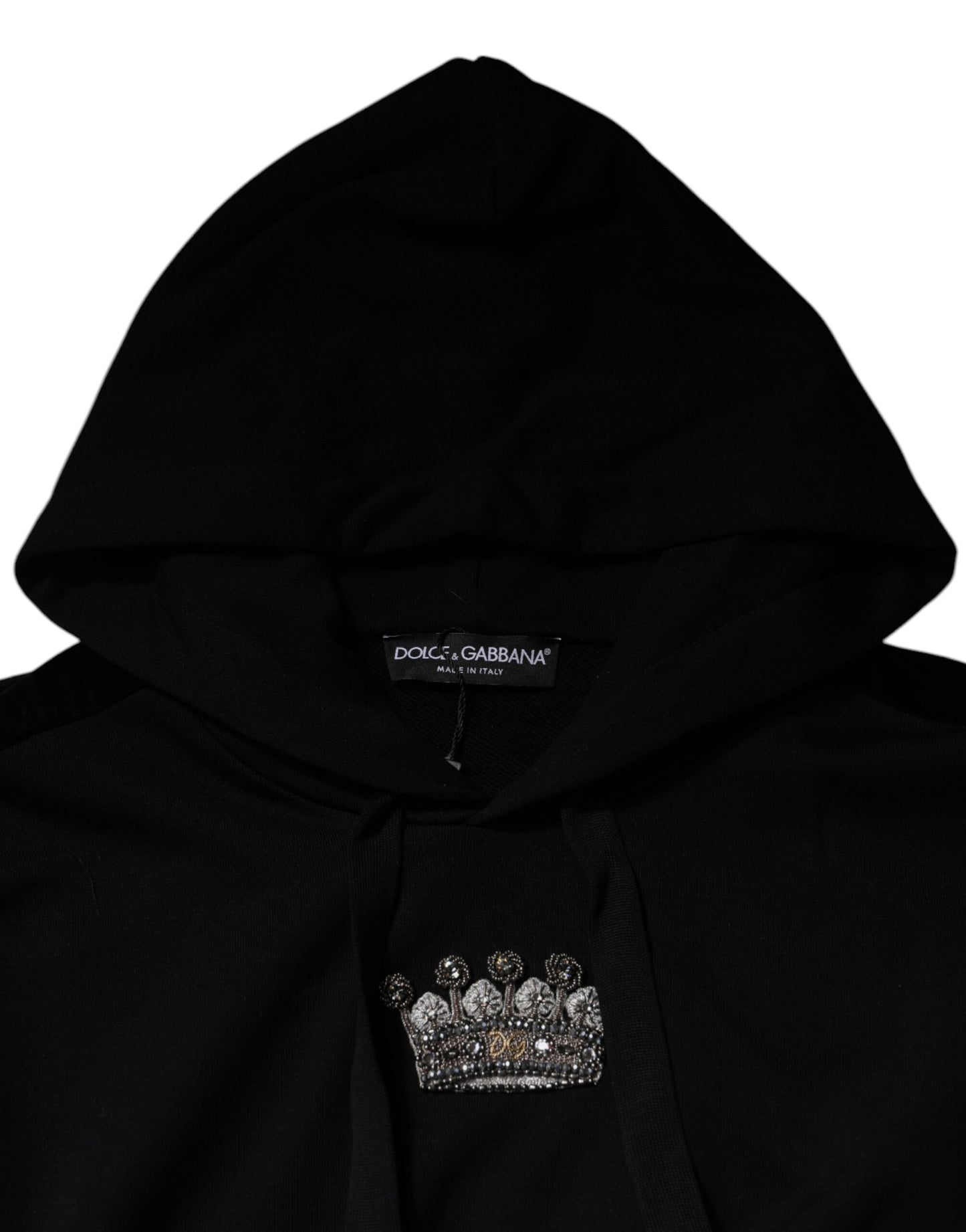 Dolce & Gabbana Black Crown Cotton Hooded Sweatshirt Sweater Dolce & Gabbana