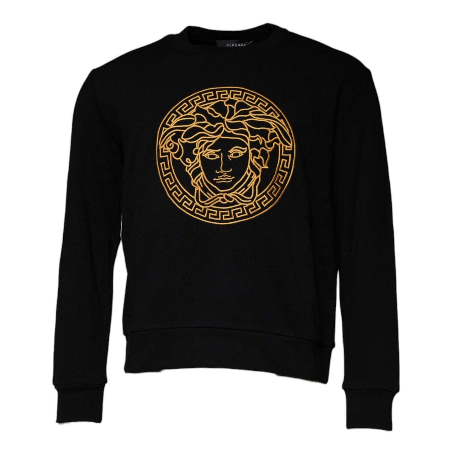 Versace Black Medusa Embroidery Crew Neck Pullover Sweater Versace