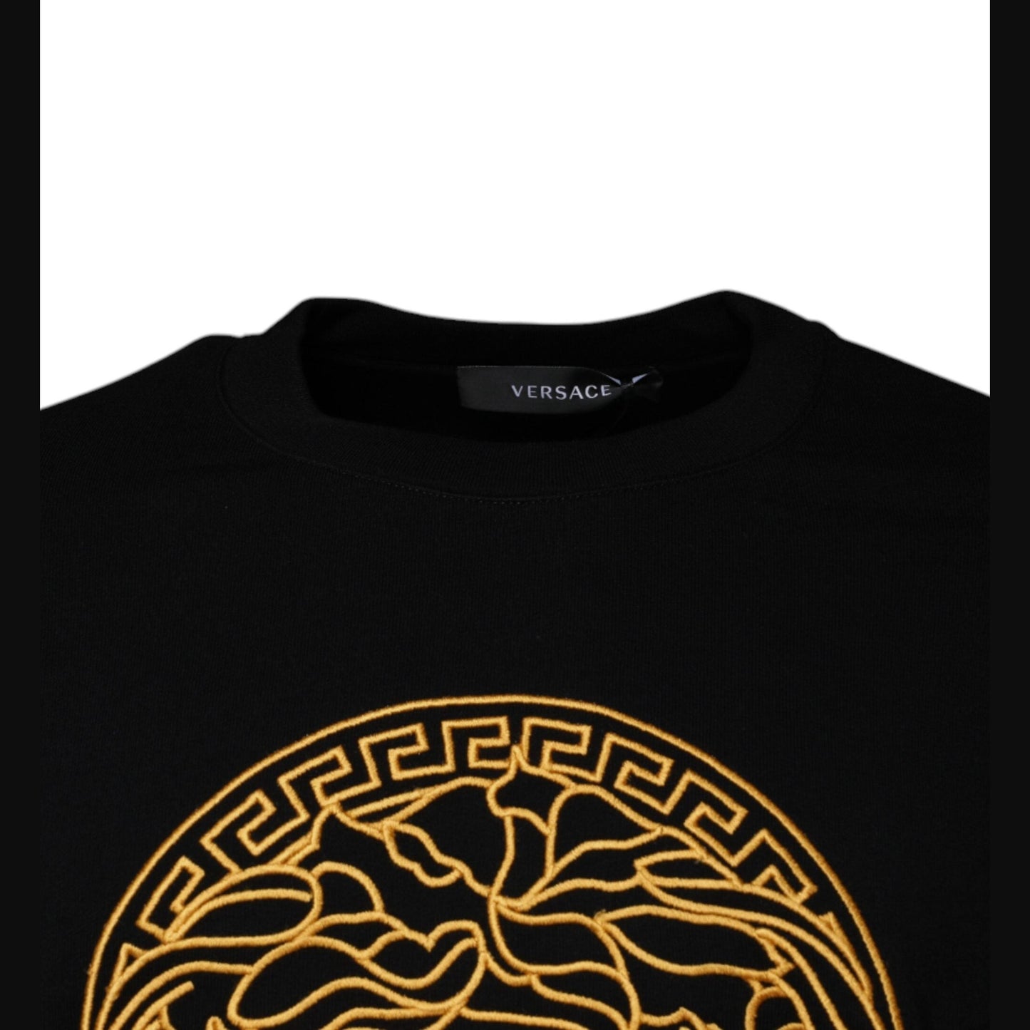 Versace Black Medusa Embroidery Crew Neck Pullover Sweater Versace