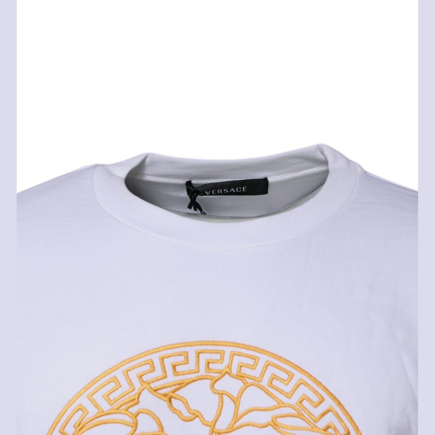 Versace White Medusa Embroidery Crew Neck Pullover Sweater Versace