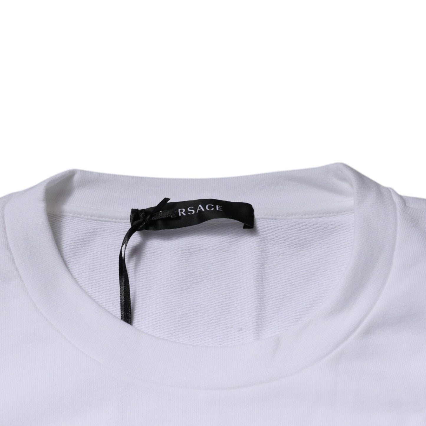 Versace White Medusa Embroidery Crew Neck Pullover Sweater Versace