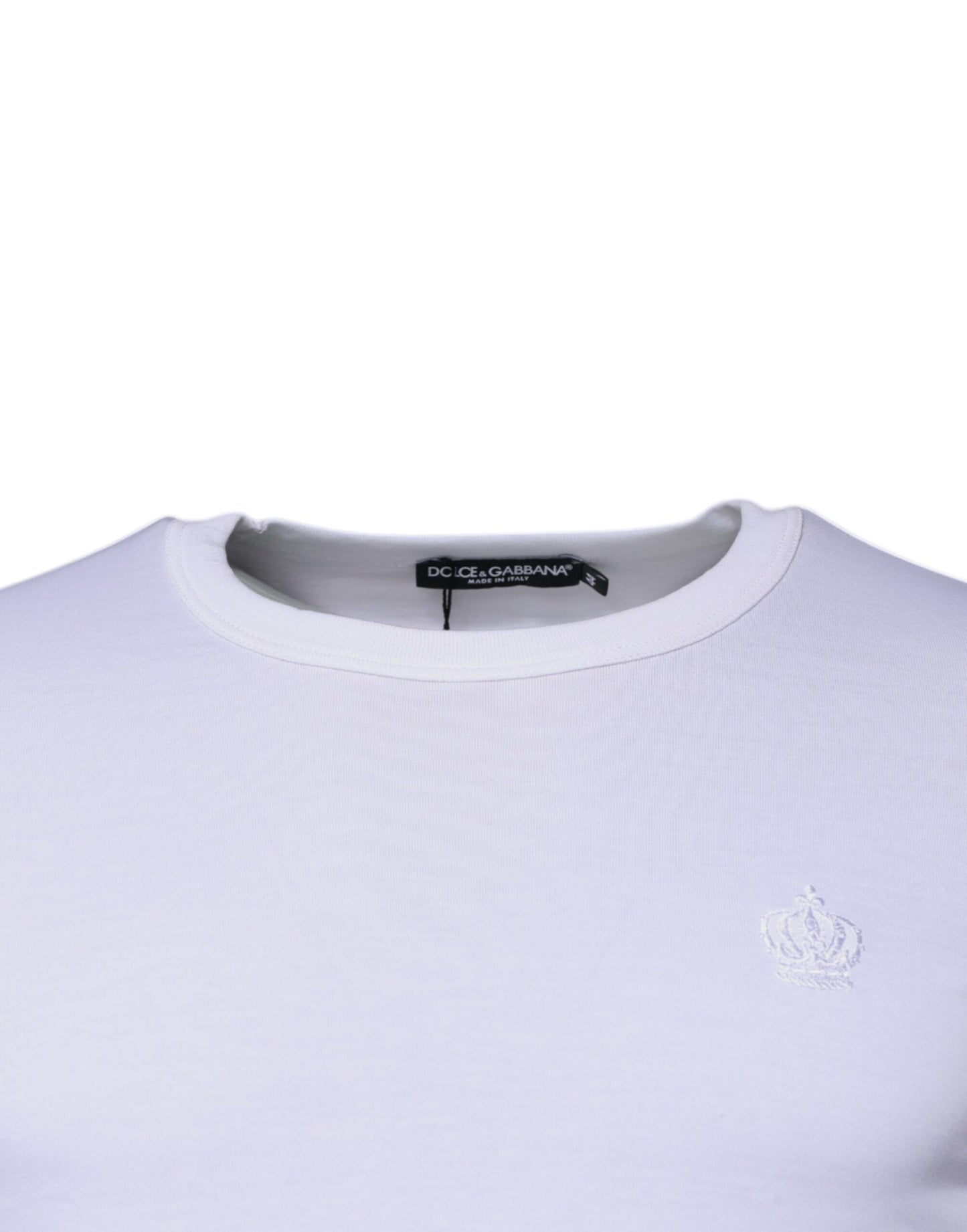 Dolce & Gabbana White Crown Crew Neck Cotton Pullover Sweater Dolce & Gabbana