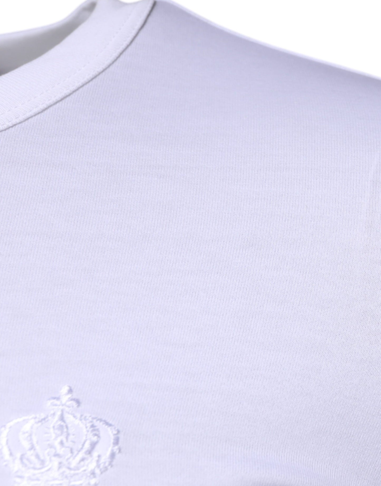 Dolce & Gabbana White Crown Crew Neck Cotton Pullover Sweater Dolce & Gabbana