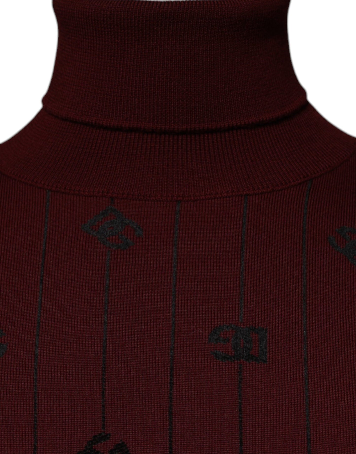 Dolce & Gabbana Maroon Monogram Turtleneck Pullover Sweater Dolce & Gabbana