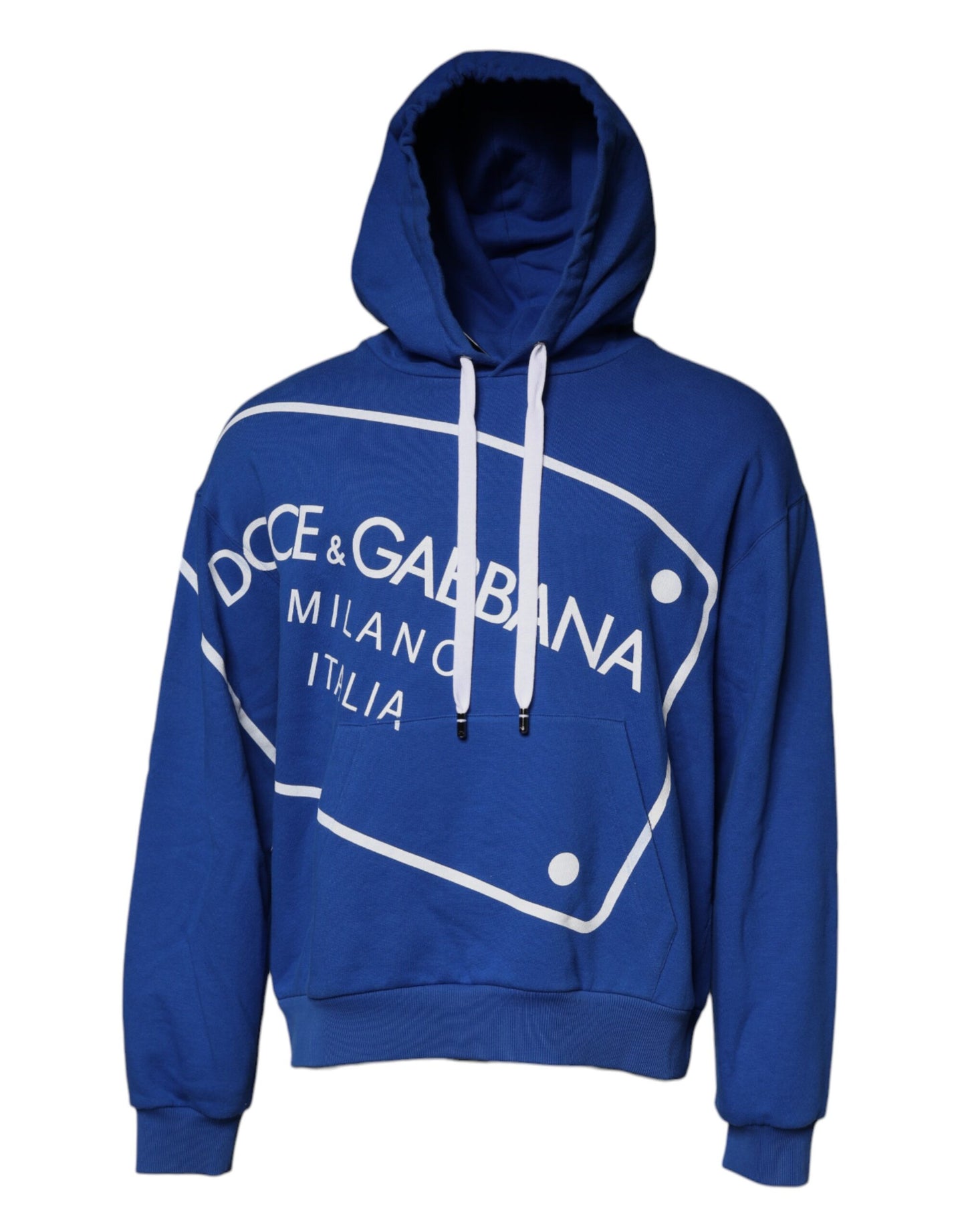 Dolce & Gabbana Blue Logo Print Hooded Sweatshirt Sweater Dolce & Gabbana