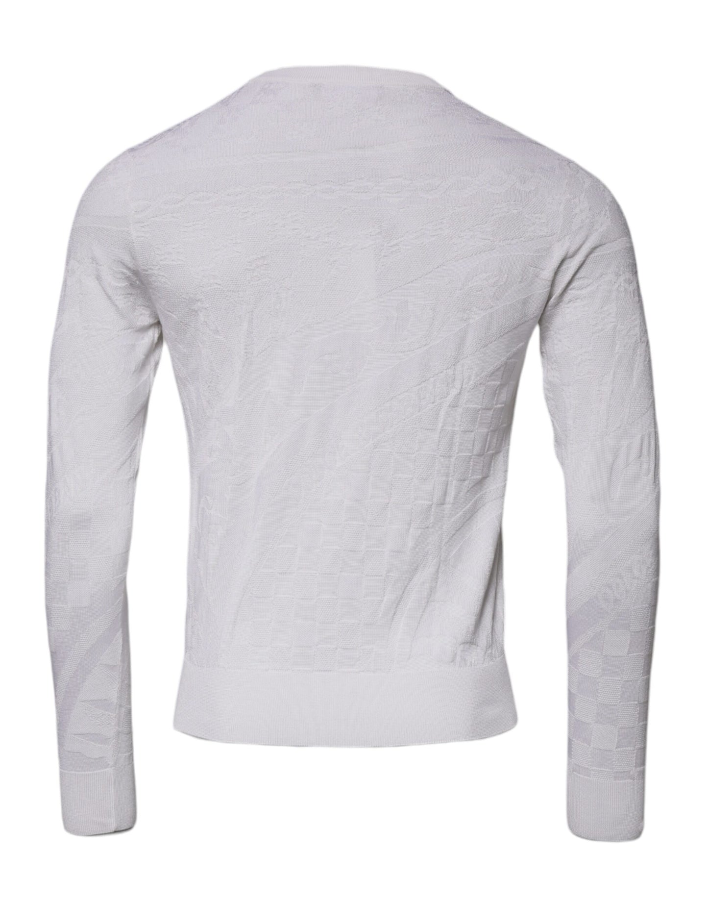 Dolce & Gabbana White Silk Crew Neck Men Pullover Sweater Dolce & Gabbana