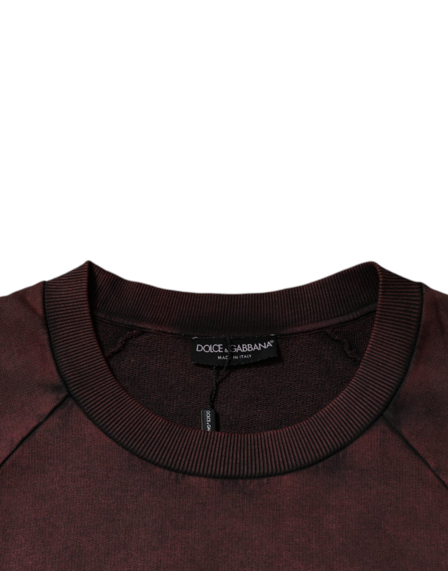 Dolce & Gabbana Brown Logo Cotton Crew Neck Pullover Sweater Dolce & Gabbana