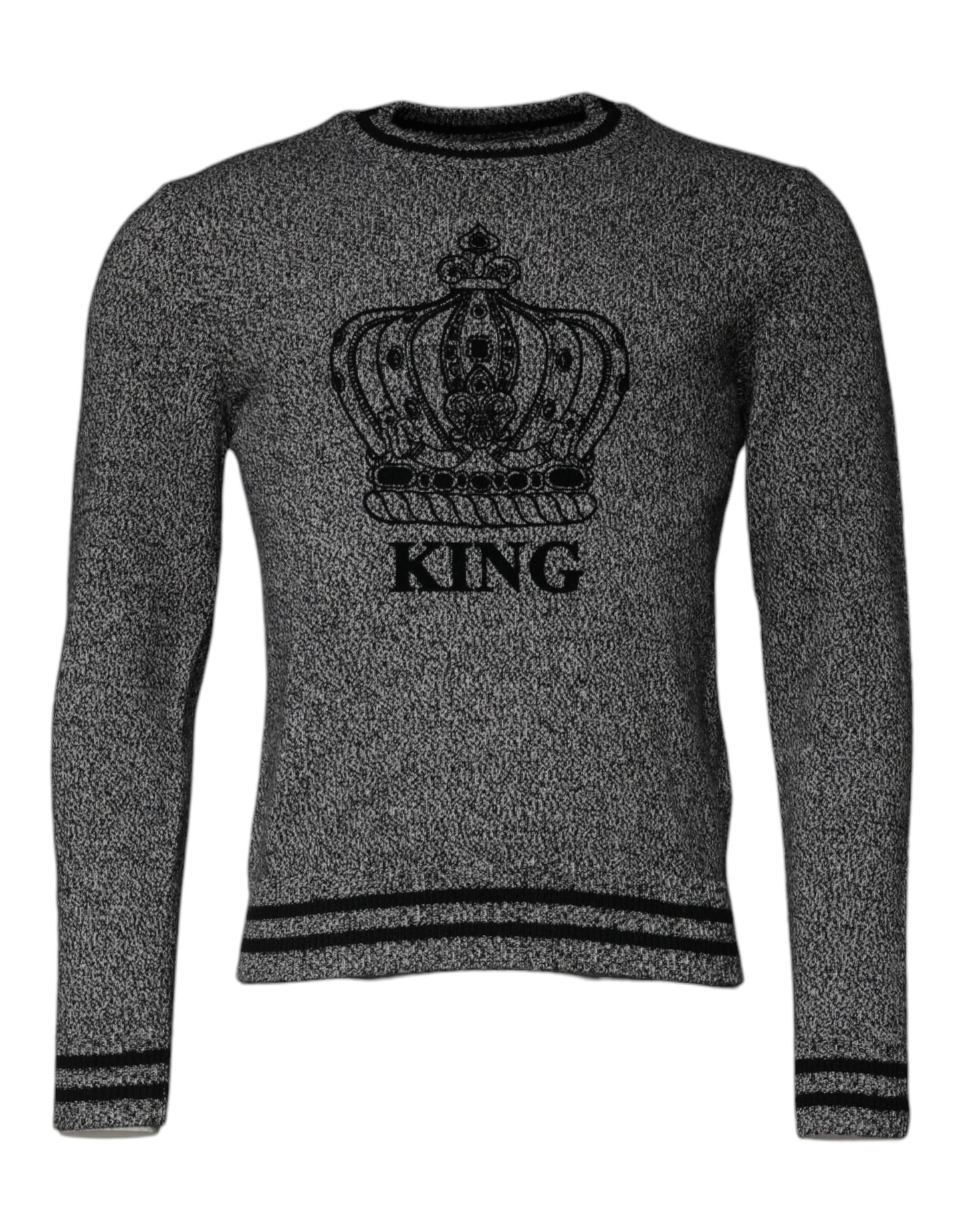 Dolce & Gabbana Gray Crown King Cashmere Pullover Sweater Dolce & Gabbana