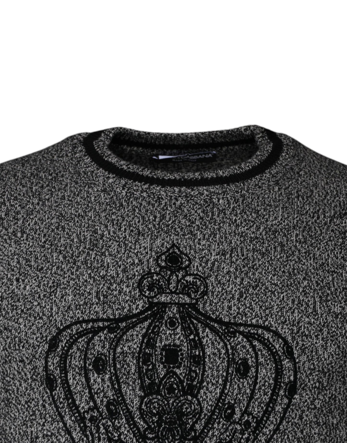Dolce & Gabbana Gray Crown King Cashmere Pullover Sweater Dolce & Gabbana