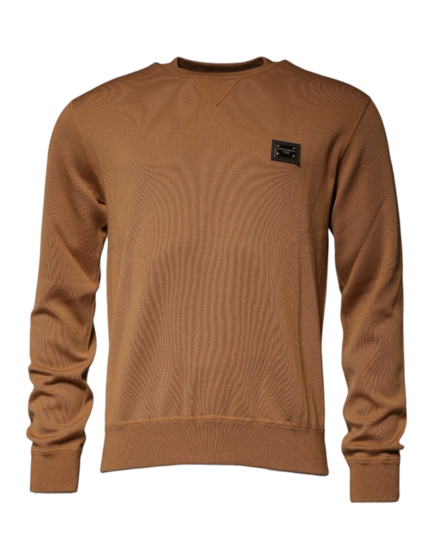 Dolce & Gabbana Brown Logo Plaque Crew Neck Pullover Sweater Dolce & Gabbana