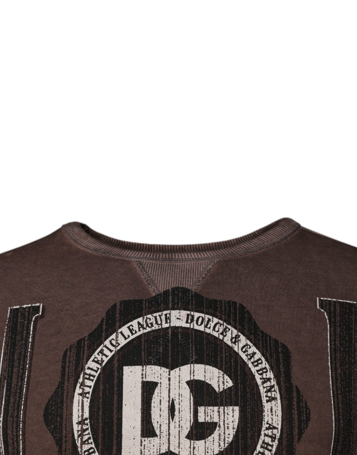 Dolce & Gabbana Brown Logo Print Crew Neck Pullover Sweater Dolce & Gabbana