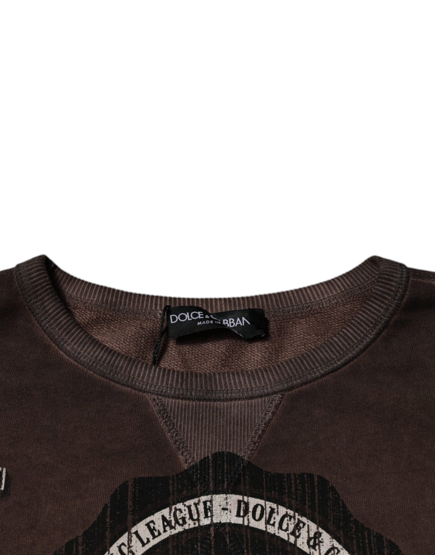 Dolce & Gabbana Brown Logo Print Crew Neck Pullover Sweater Dolce & Gabbana