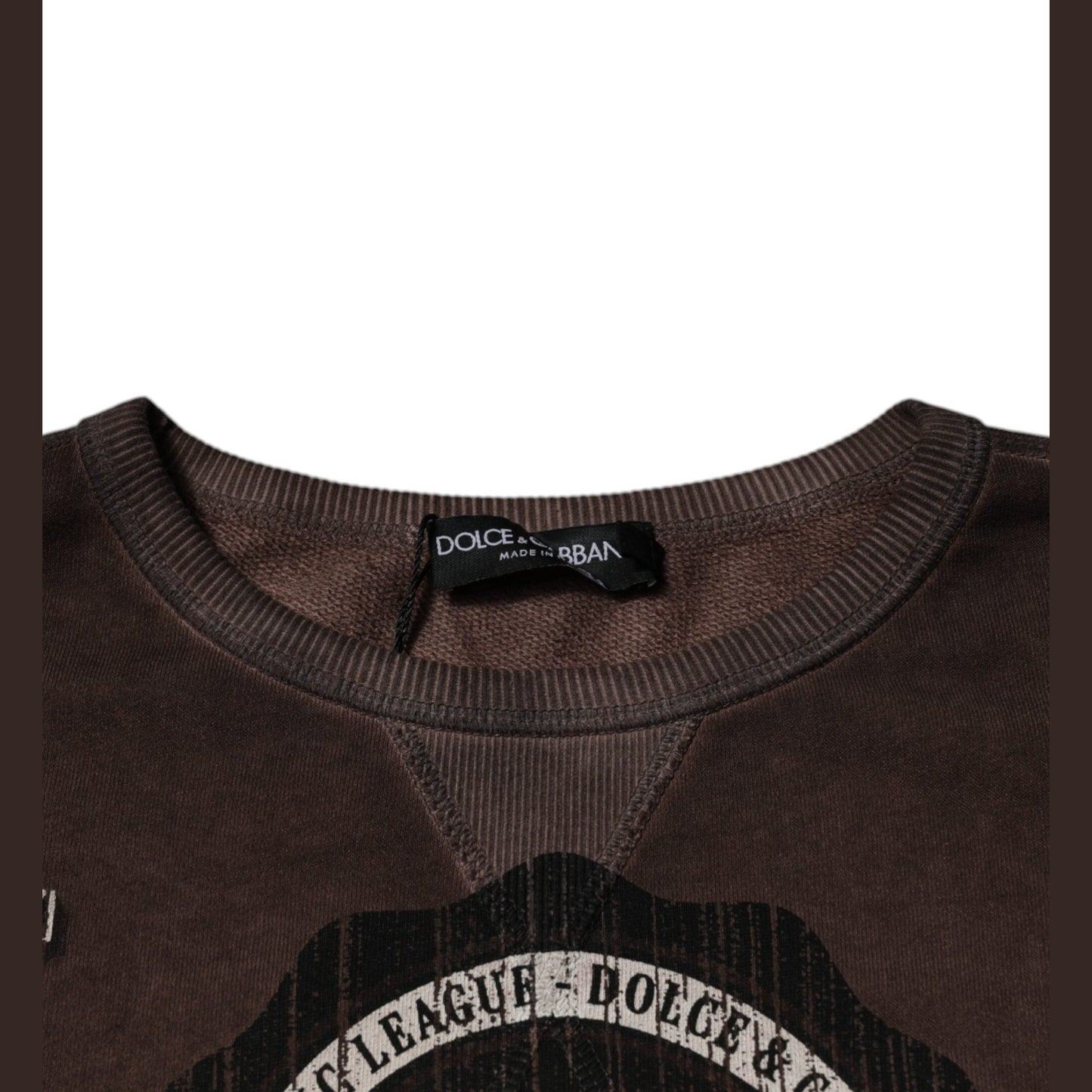 Dolce & Gabbana Brown Logo Print Crew Neck Pullover Sweater