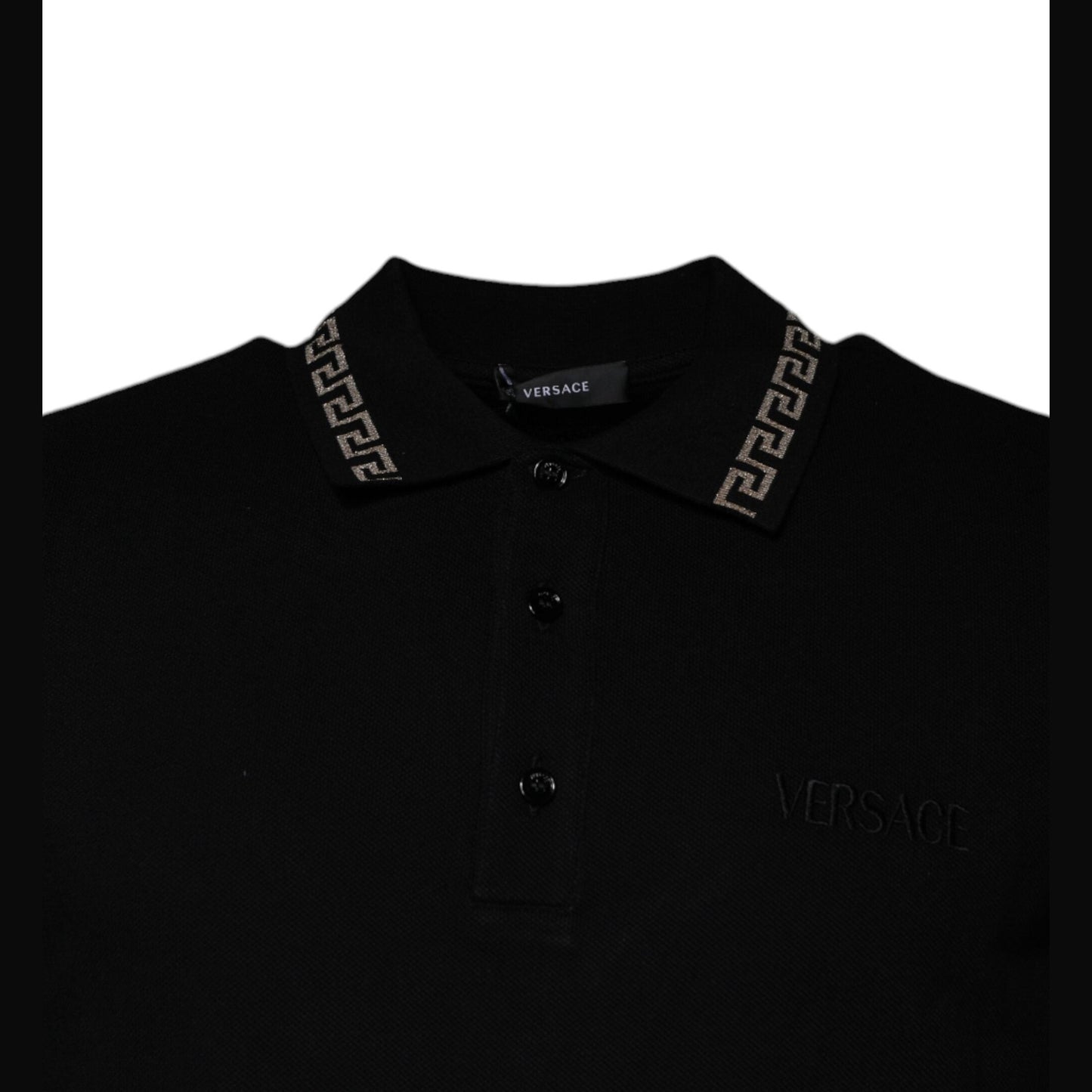 Versace Black Viscose Collared Polo Short Sleeves T-shirt Versace