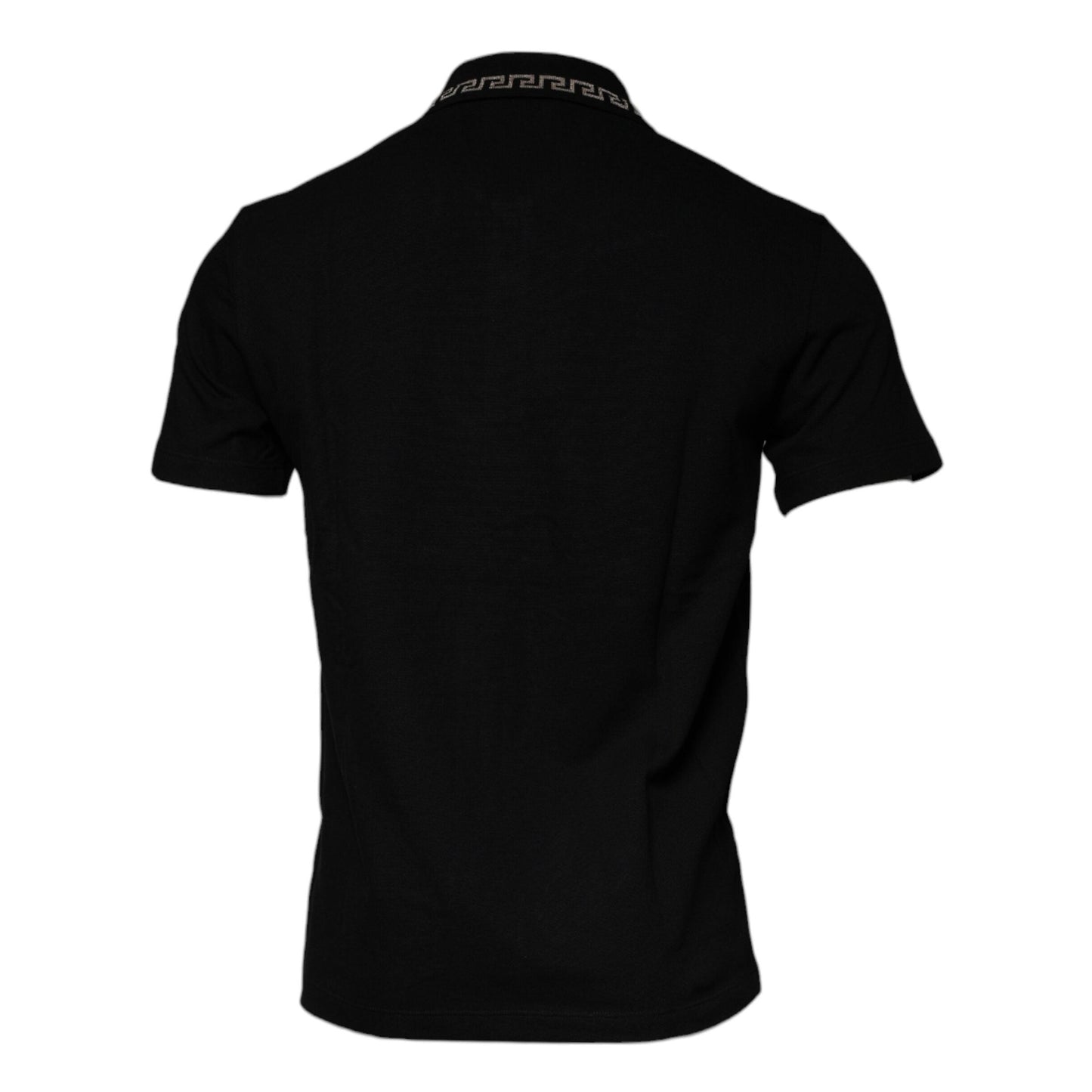 Versace Black Viscose Collared Polo Short Sleeves T-shirt Versace
