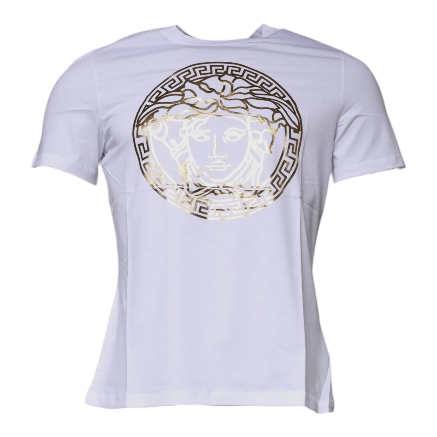 Versace White Medusa Print Cotton Crew Neck T-shirt Versace