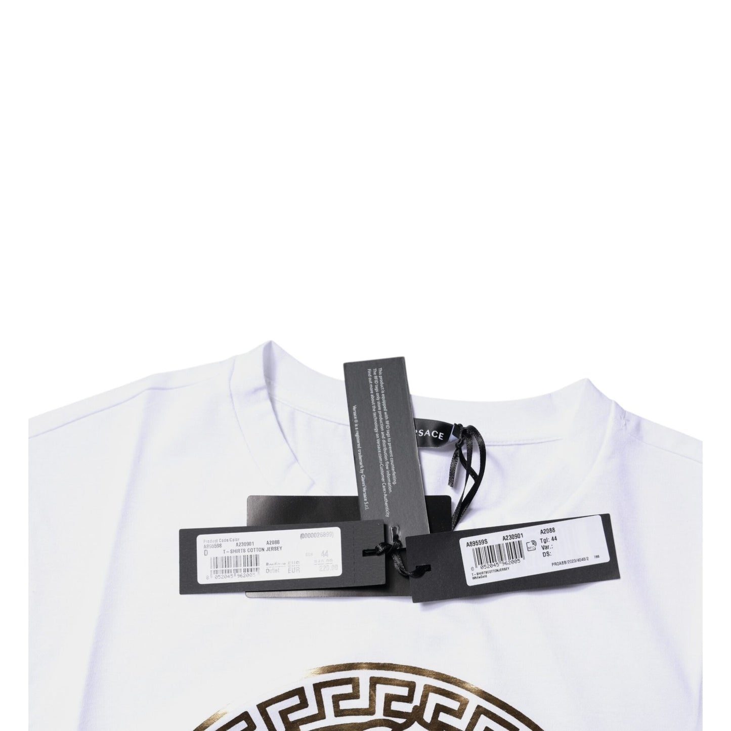 Versace White Medusa Print Cotton Crew Neck T-shirt Versace