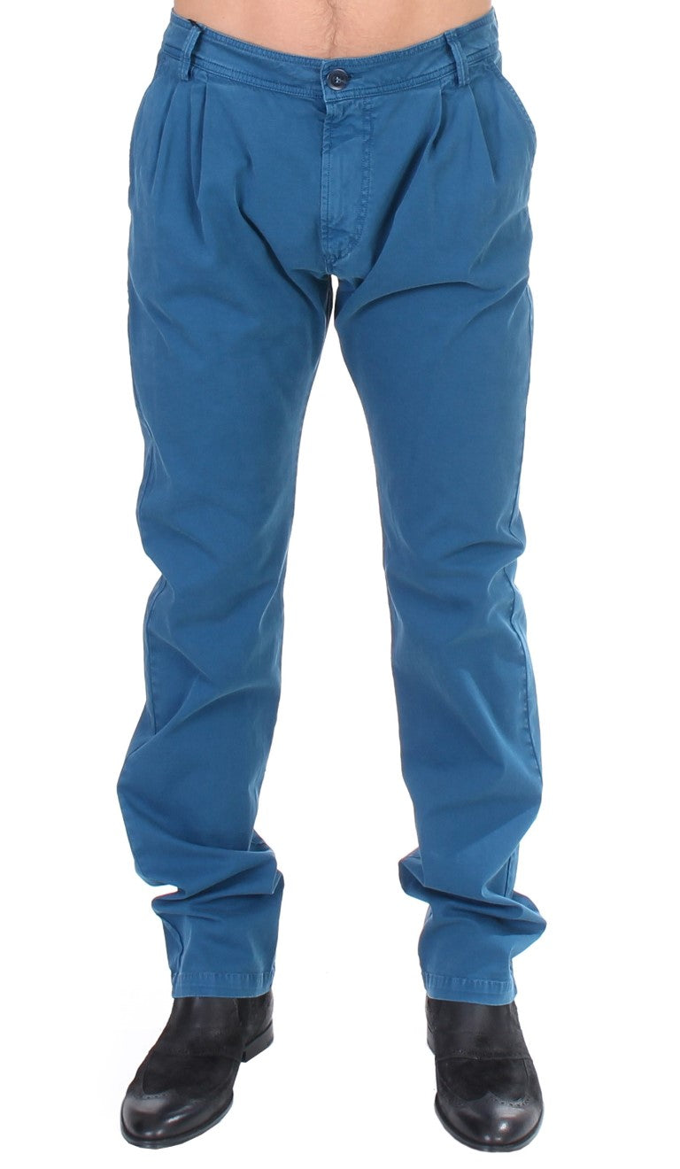 GF Ferre Blue Cotton Straight Fit Chinos GF Ferre