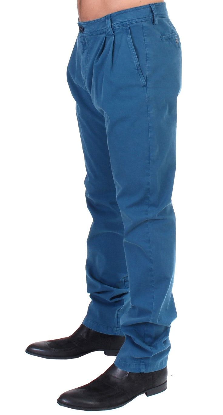 GF Ferre Blue Cotton Straight Fit Chinos GF Ferre