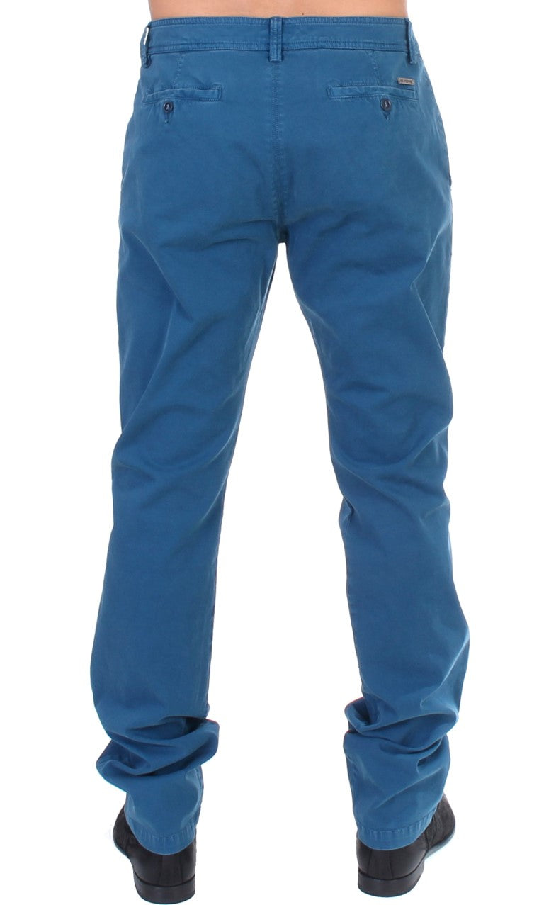 GF Ferre Blue Cotton Straight Fit Chinos GF Ferre