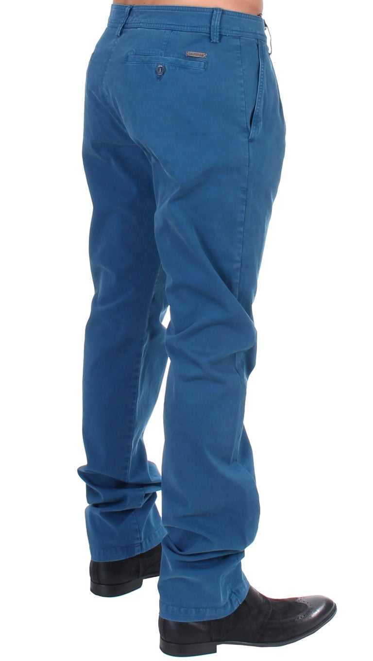 GF Ferre Blue Cotton Straight Fit Chinos GF Ferre