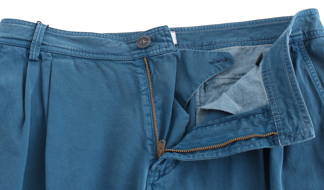 GF Ferre Blue Cotton Straight Fit Chinos GF Ferre