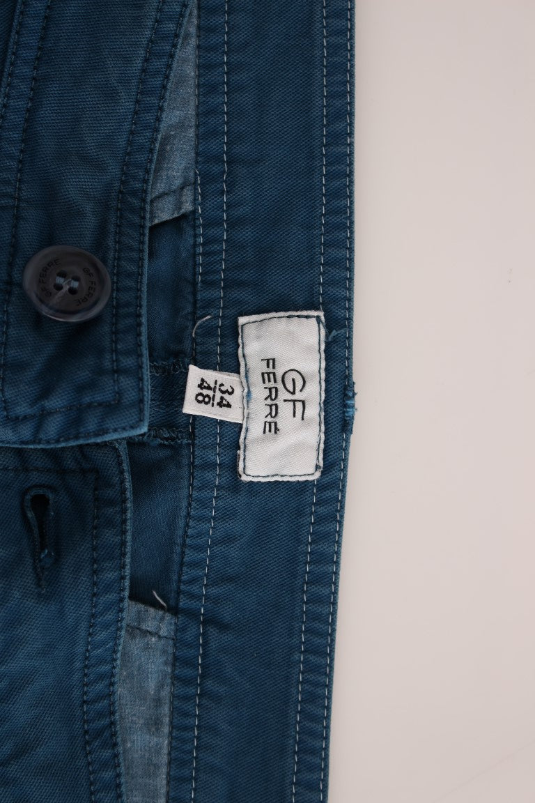 GF Ferre Blue Cotton Straight Fit Chinos GF Ferre