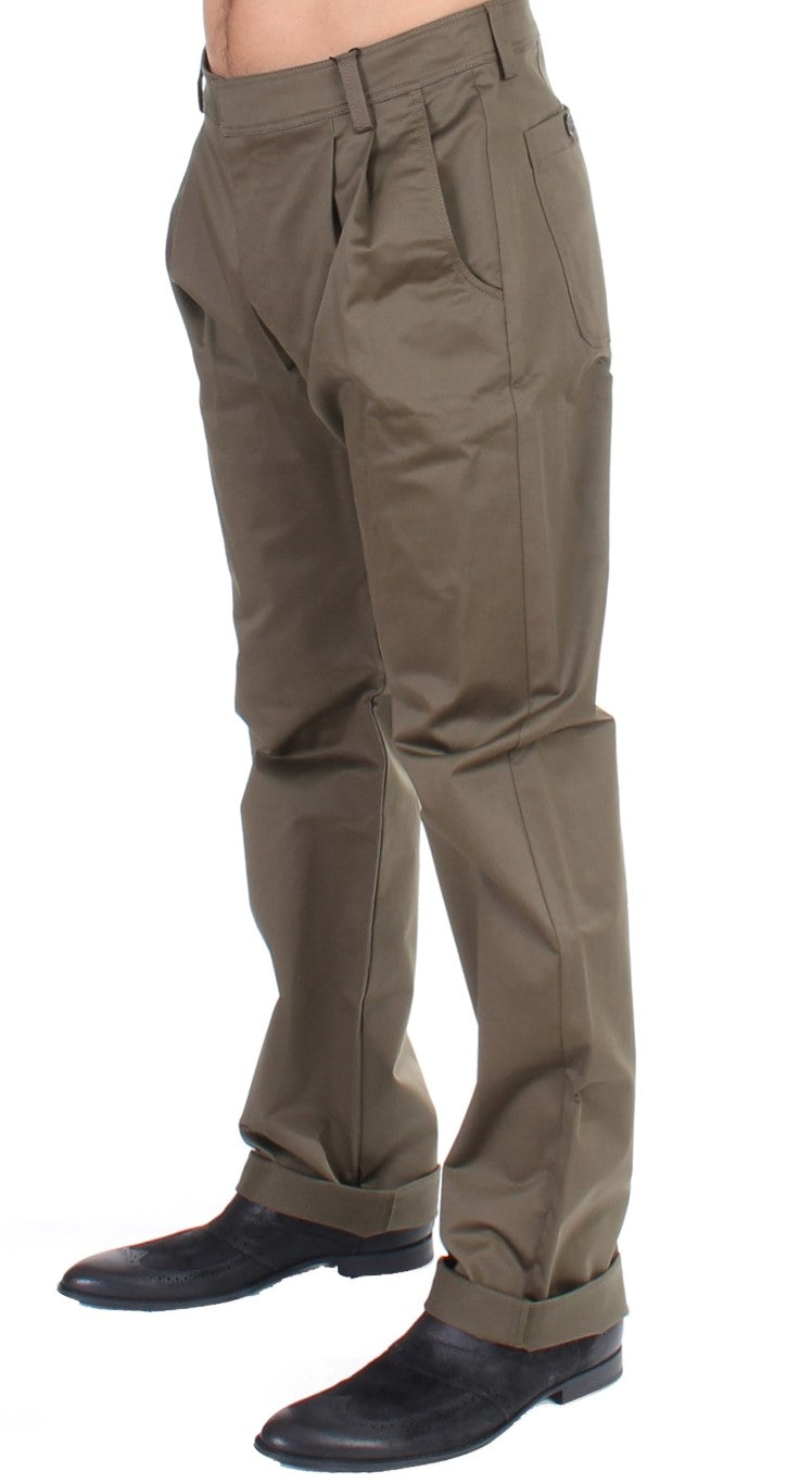 GF Ferre Green Cotton Stretch Comfort Fit Pants GF Ferre