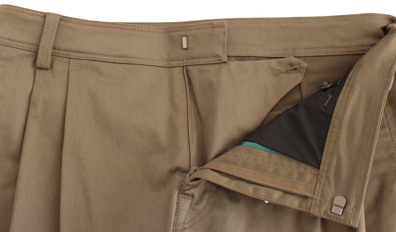 GF Ferre Green Cotton Stretch Comfort Fit Pants GF Ferre