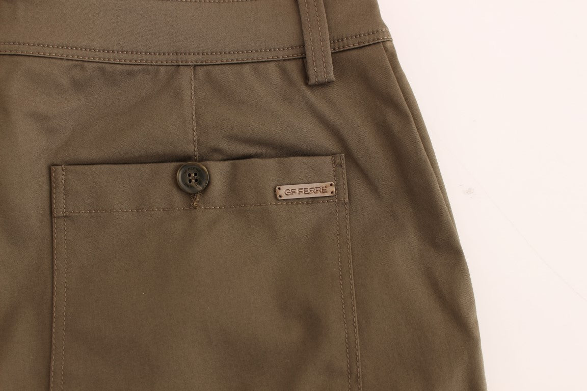 GF Ferre Green Cotton Stretch Comfort Fit Pants GF Ferre