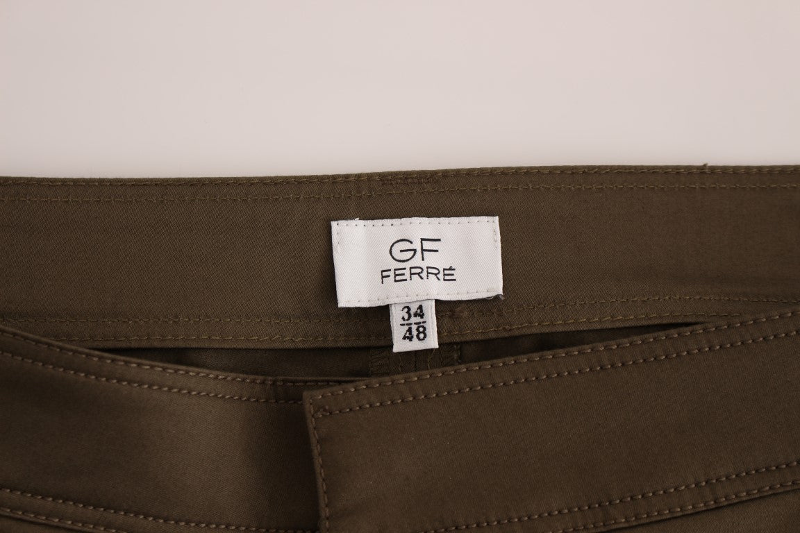 GF Ferre Green Cotton Stretch Comfort Fit Pants GF Ferre