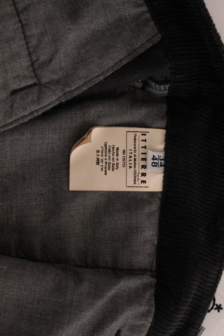 GF Ferre Black Corduroy Cotton Straight Fit Pants GF Ferre