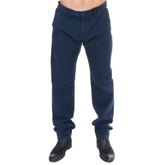 GF Ferre Blue Stretch Straight Fit Pants Chinos