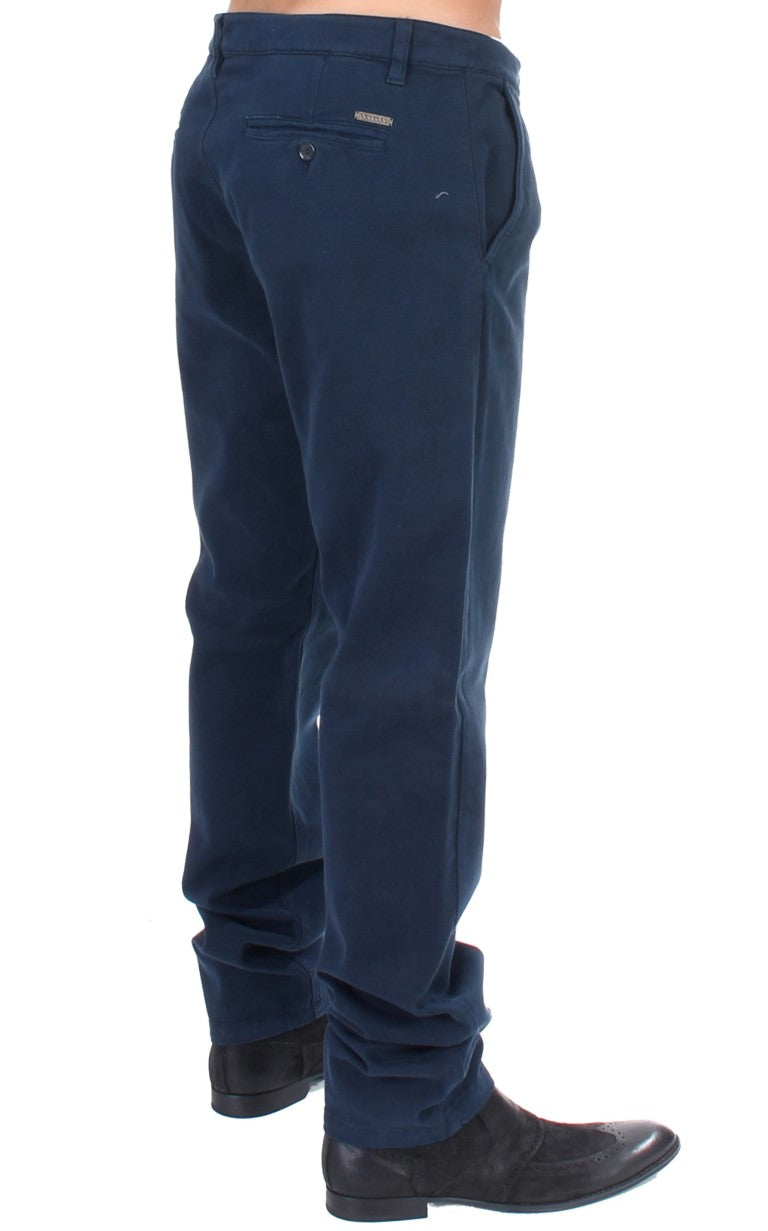 GF Ferre Blue Stretch Straight Fit Pants Chinos GF Ferre
