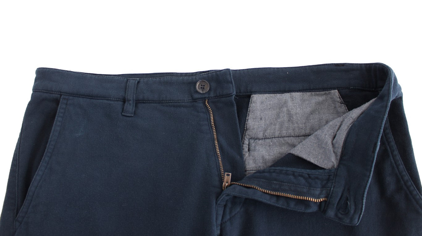 GF Ferre Blue Stretch Straight Fit Pants Chinos GF Ferre