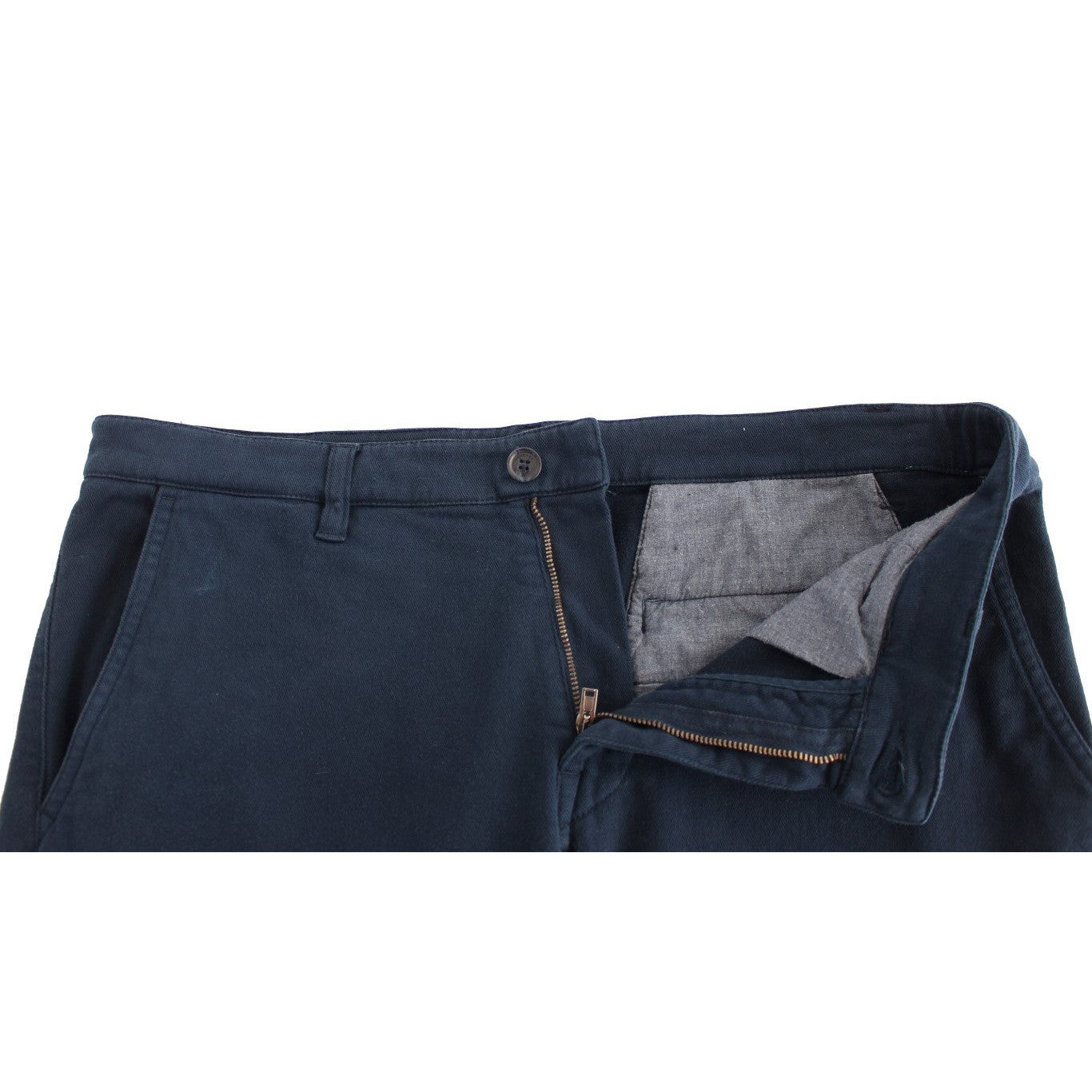 GF Ferre Blue Stretch Straight Fit Pants Chinos