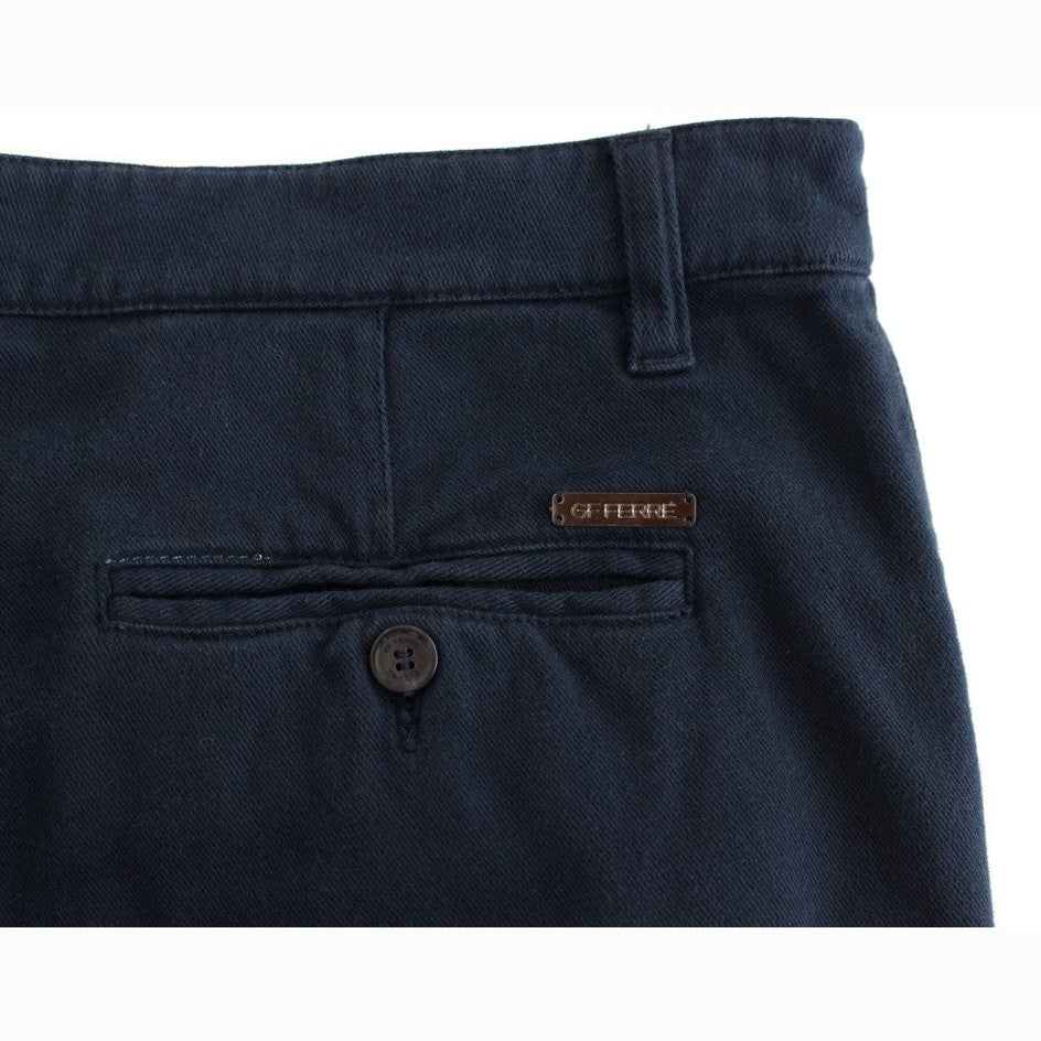 GF Ferre Blue Stretch Straight Fit Pants Chinos