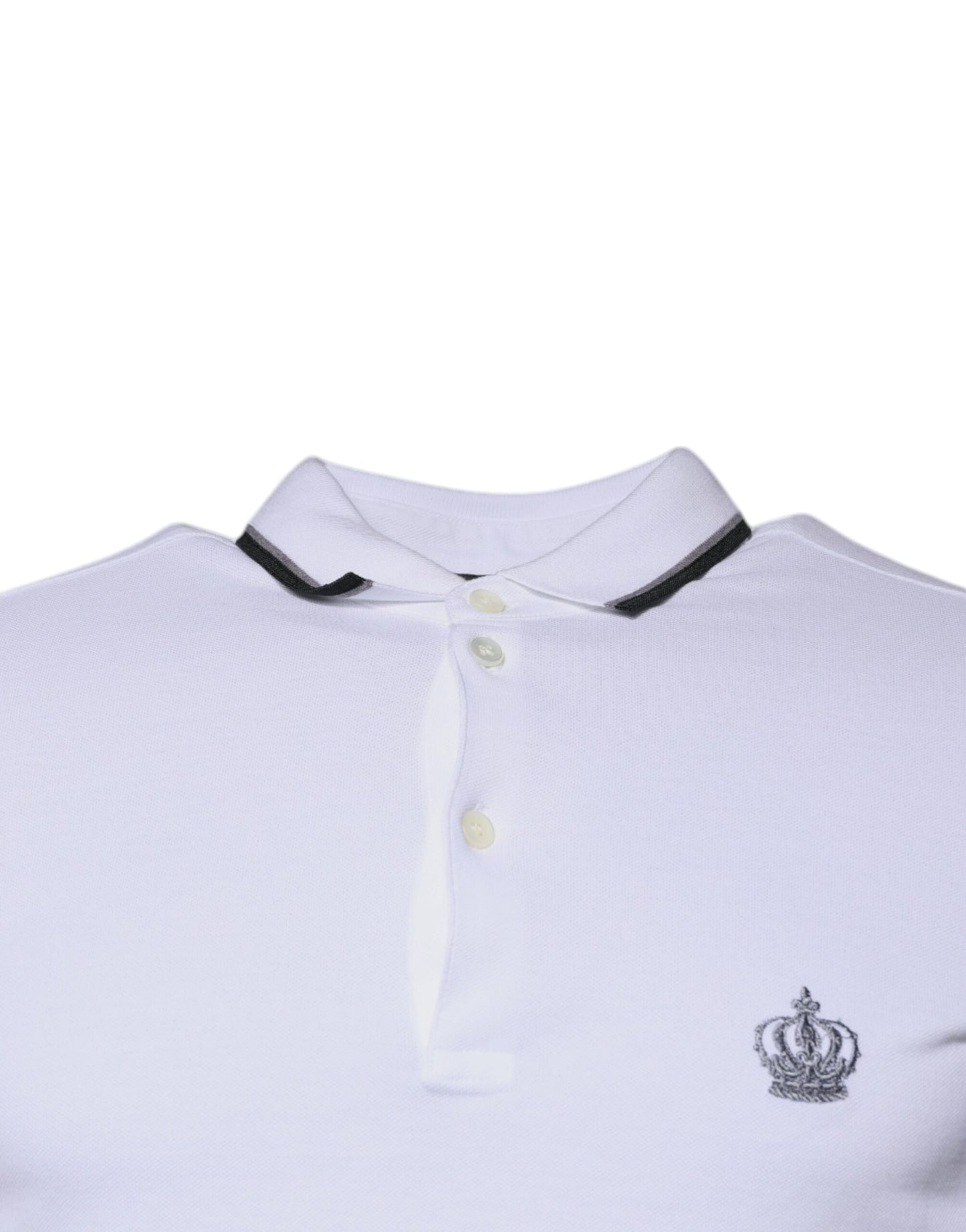 Dolce & Gabbana White Cotton Crown Collared Polo T-shirt Dolce & Gabbana