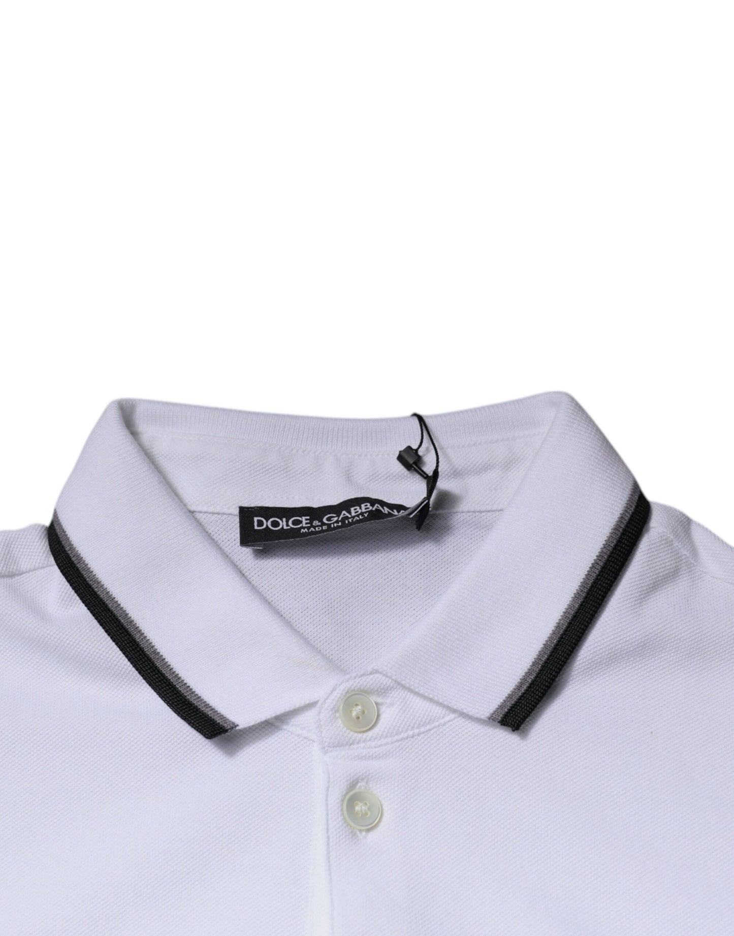 Dolce & Gabbana White Cotton Crown Collared Polo T-shirt Dolce & Gabbana