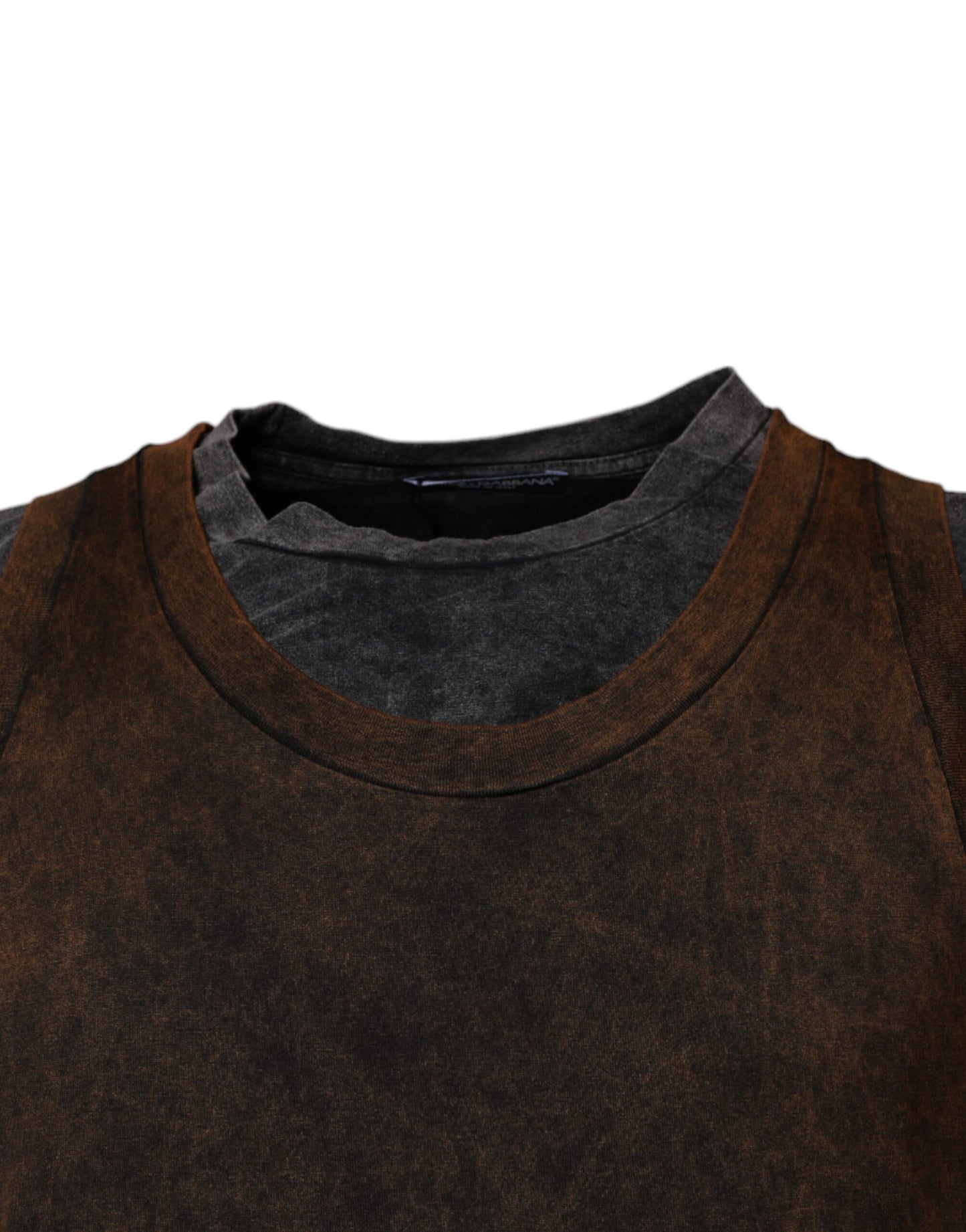 Dolce & Gabbana Brown Cotton Round Neck Sleeveless T-shirt Dolce & Gabbana